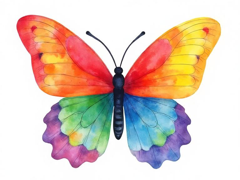 Rainbow Butterfly Painting
